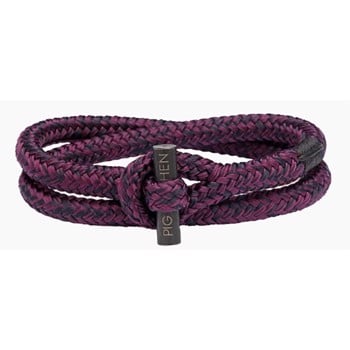 Pig & Hen herrearmbånd, Tiny Ted, purple / black round rope med sort sejlerlås